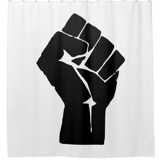 黒い拳を上げ – 抵抗の抗議 シャワーカーテン (正面)