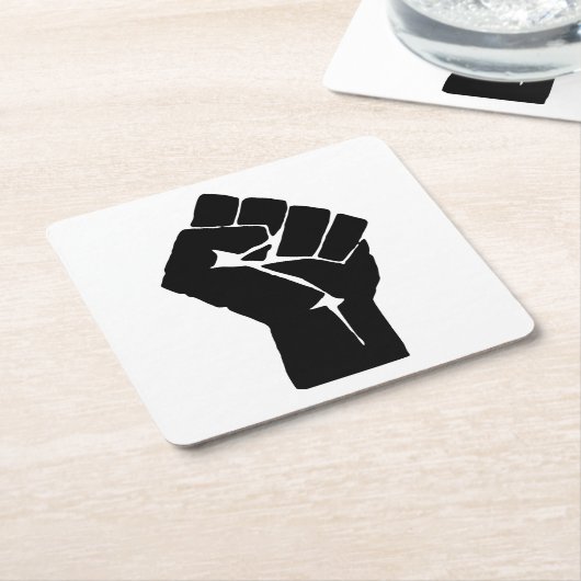 黒い拳を上げ – 抵抗の抗議 スクエアペーパーコースター (アングル)