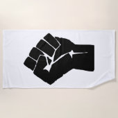 黒い拳を上げ – 抵抗の抗議 ビーチタオル (正面)