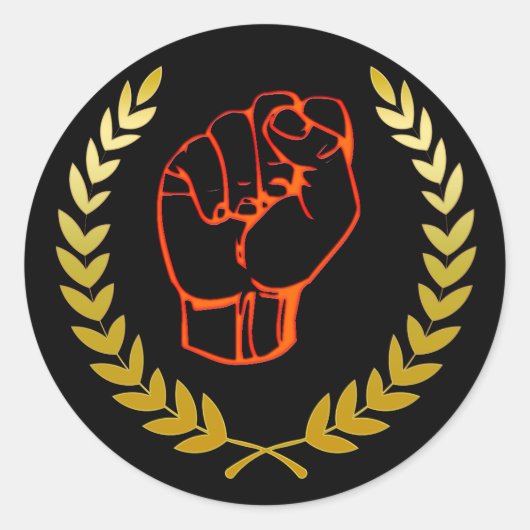 黒い拳シール ラウンドシール (正面)