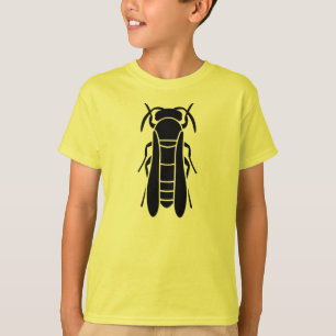 黒い救命ジャケツの昆虫のプリント Tシャツ