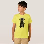 黒い救命ジャケツの昆虫のプリント Tシャツ (正面フル)