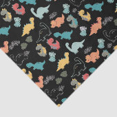 黒い数々の背景に色の恐竜 薄葉紙 (詳細)