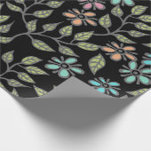 黒い数々の背景ギフト上の色パステルフローラ ラッピングペーパー (角)