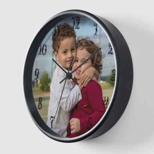 黒い数字で自分の時計を作ファンシーる 壁時計 (傾斜)