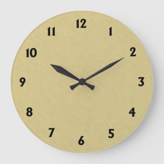 黒い数字のソフトブラシ金ゴールド ラージ壁時計 (正面)