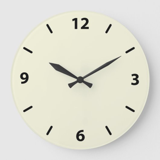 黒い数字のベージュの壁時計 ラージ壁時計 (正面)