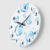 黒い数字の付いた青い泡 ラージ壁時計 (傾斜)