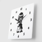 黒い数字を持つダッパーのスケルトン スクエア壁時計 (傾斜)