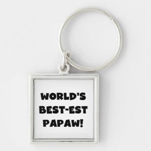 黒い文字の世界のベスト米国東部標準時刻のPapawのギフト キーホルダー
