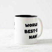 黒い文字の世界のベスト米国東部標準時刻NaniのTシャツおよびギフト ツートーンマグカップ (正面右)