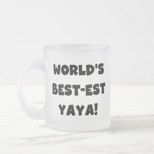 黒い文字の世界のベスト米国東部標準時刻Yayaのギフト フロストグラスマグカップ (左)