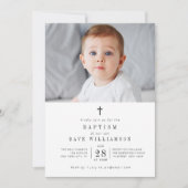 黒い文字の写真の洗礼の招待 招待状 (正面)