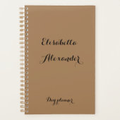 黒い文字の日のプランナーと名前の場所で茶色。 プランナー手帳 (正面)