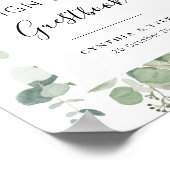 黒い文字の緑豊かなユーカリの結婚式ゲストブック ポスター (角)