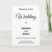 黒い文字の背景（白）結婚式 プログラム (正面)