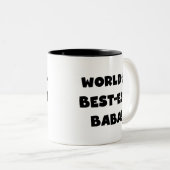 黒い文字ベスト米国東部標準時刻のババのTシャツおよびギフト ツートーンマグカップ (正面右)