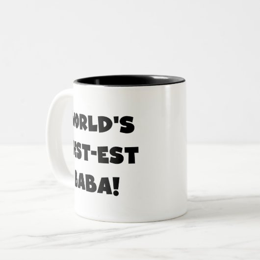 黒い文字ベスト米国東部標準時刻のババのTシャツおよびギフト ツートーンマグカップ (正面左)