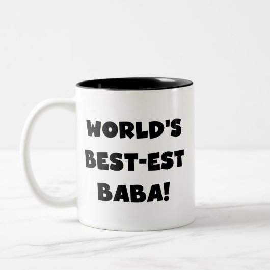 黒い文字ベスト米国東部標準時刻のババのTシャツおよびギフト ツートーンマグカップ (左)