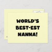 黒い文字ベスト米国東部標準時刻NannaのTシャツおよびギフト ポストカード (正面/裏面)