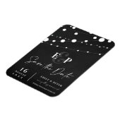 黒い文字列ライトモノグラム結婚式の日付を保存 マグネット (左側)