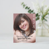 黒い文字卒業式の発表日を保存 案内ポストカード (スタンド正面)