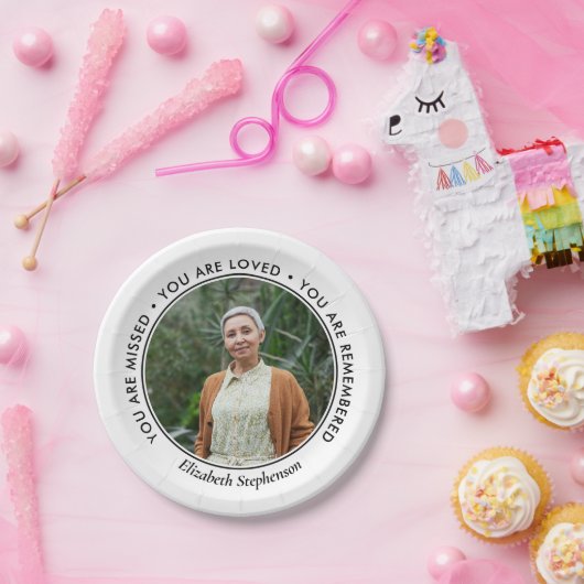 黒い文字恋しく思が思い出し記念写真 ペーパープレート (パーティー)