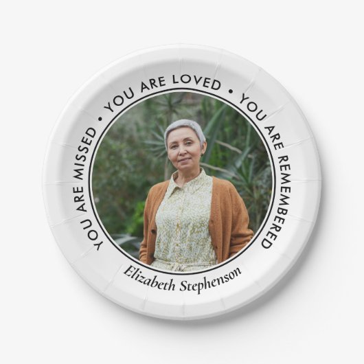 黒い文字恋しく思が思い出し記念写真 ペーパープレート (正面)