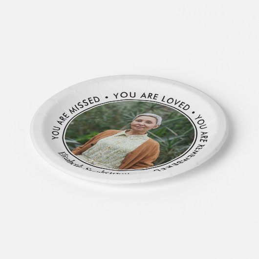 黒い文字恋しく思が思い出し記念写真 ペーパープレート (アングル)