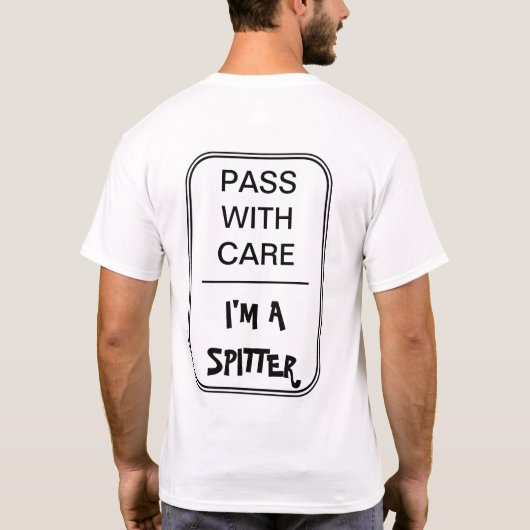 黒い文字: 心配と渡して下さい。 私はspitter.です tシャツ (裏面)