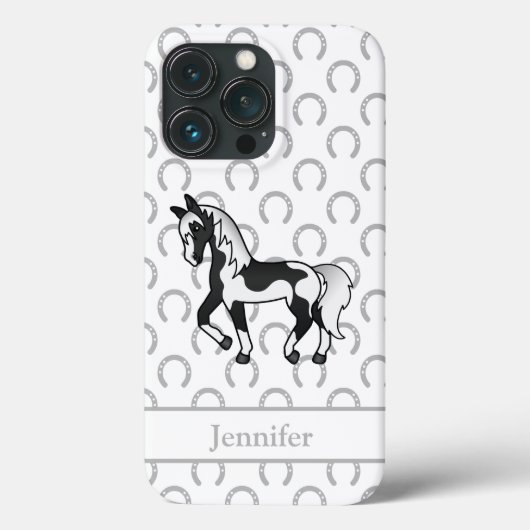 黒い斑のある馬のキャラクターイラスト Case-Mate iPhoneケース (裏面)