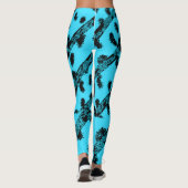 黒い斑点とストライプのティール レギンス (裏面)