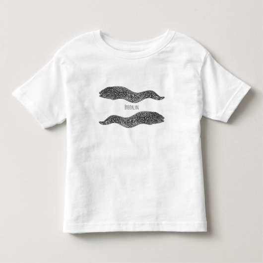 黒い斑点のあるウツボのキャラクターイラスト トドラーTシャツ (正面)