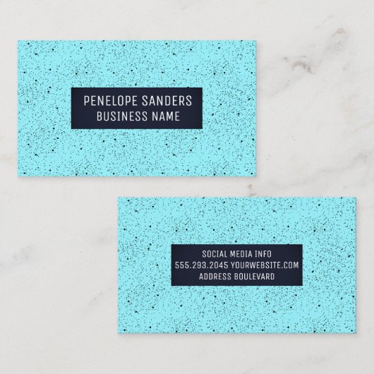 黒い斑点のある青い背景 名刺 (正面/裏面)