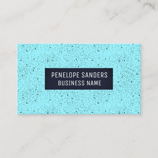 黒い斑点のある青い背景 名刺 (正面)