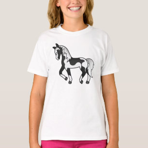 黒い斑点の馬のキャラクターイラスト Tシャツ