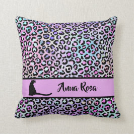 *～*黒い斑点ヒョウ虹の動物パターン クッション