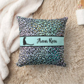 *～*黒い斑点 – ヒョウの虹の動物の柄  クッション (ブランケット)