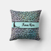 *～*黒い斑点 – ヒョウの虹の動物の柄  クッション (裏面)