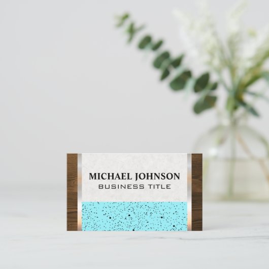 黒い斑青 |木製メタリック 名刺 (スタンド正面)