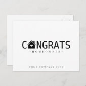 黒い新しい家の所有者おめでとう不動産 ポストカード (正面/裏面)