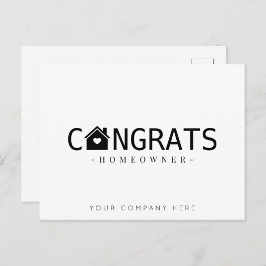黒い新しい家の所有者おめでとう不動産 ポストカード (正面/裏面)