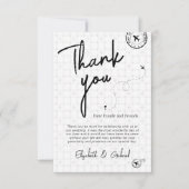 黒い旅行先ウェディングサンキューカード サンキューカード (正面)