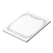 黒い旋回フローラ 縁ど ノートパッド (回転)