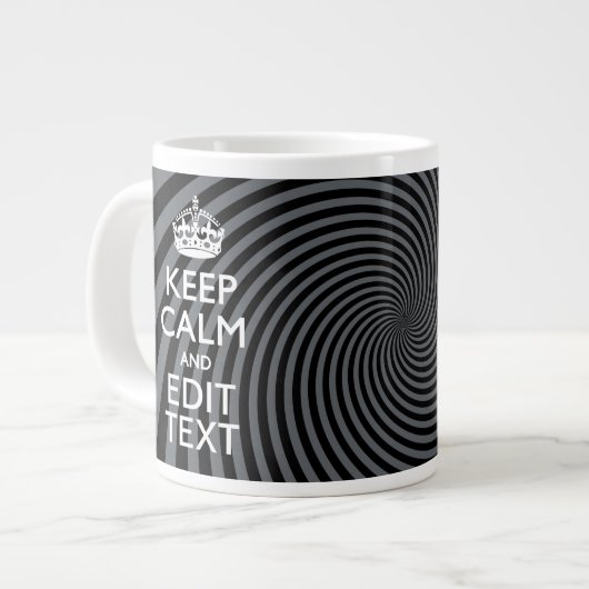 黒い旋回保でCalm文字をパーソナライズ ジャンボコーヒーマグカップ (正面左)
