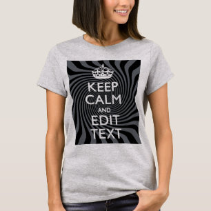 黒い旋回保でCalm文字をパーソナライズ Tシャツ