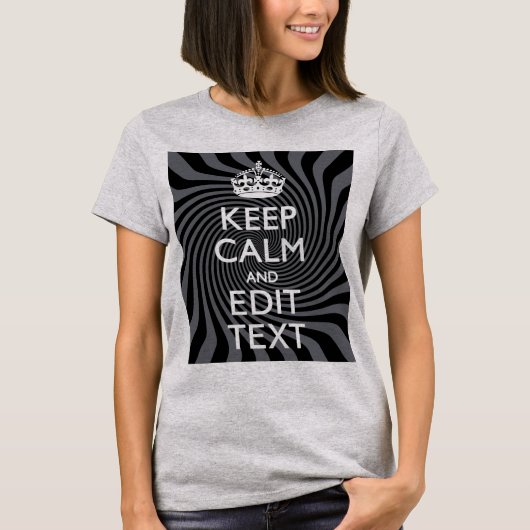 黒い旋回保でCalm文字をパーソナライズ Tシャツ (正面)