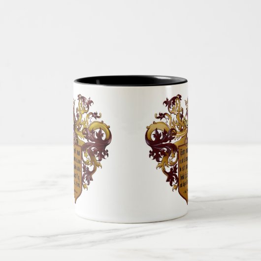 黒い旗のMenckenの引用語句を高く上げて下さい ツートーンマグカップ (中央)