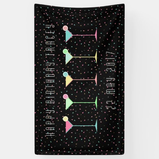 黒い旗、カクテルパーティー、着色された紙吹雪 横断幕 (縦)