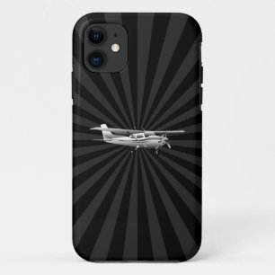 黒い日が差すことを飛ばす航空機のセスナのシルエット iPhone 11 ケース
